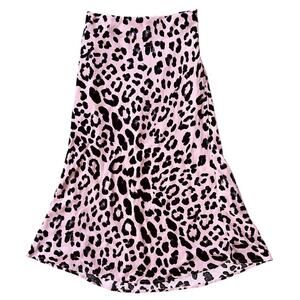 Aakaa Pink Animal Print Lined Maxi Skirt 25X30